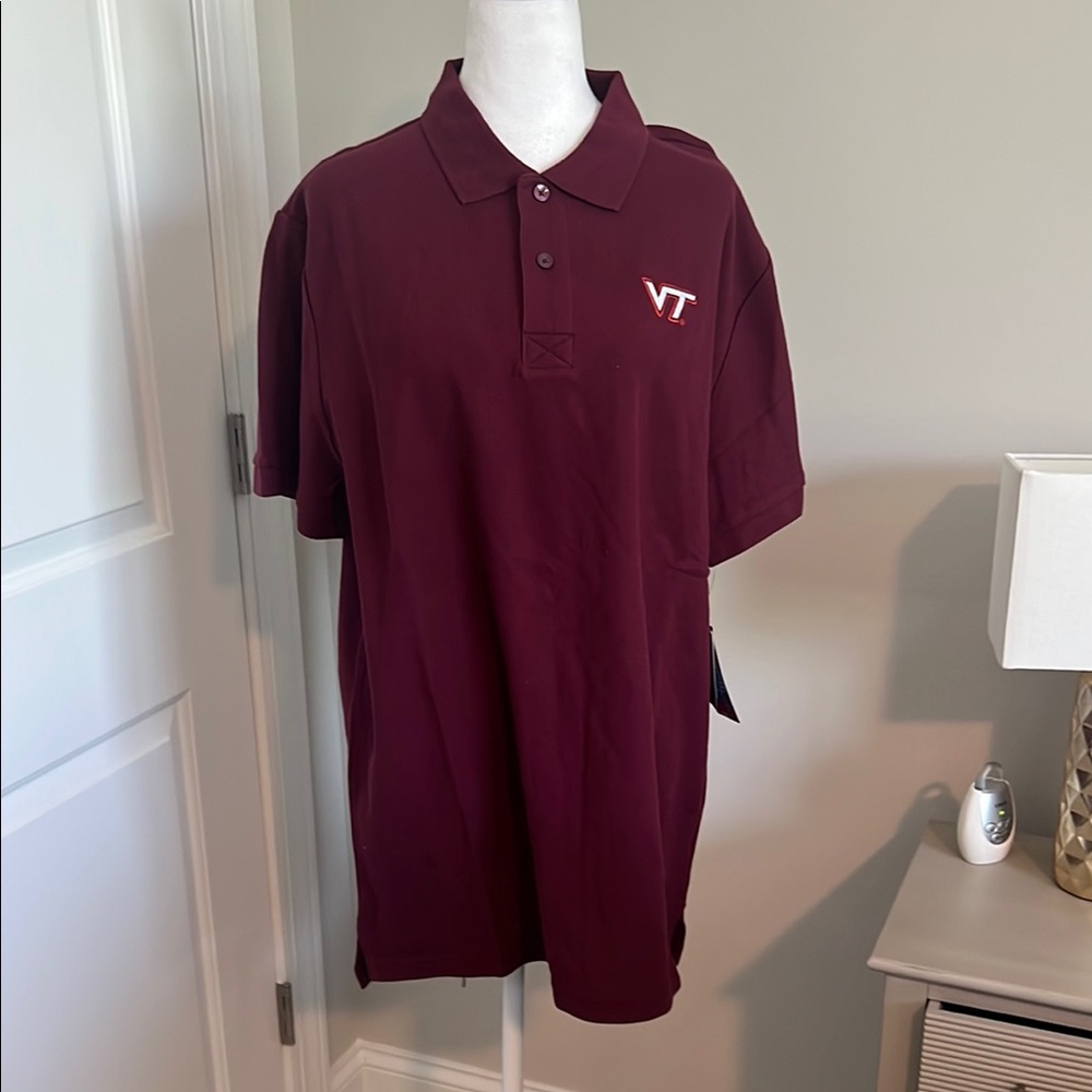 Nike Burgandy with Classic Collar and Short Sleeves Virginia Tech